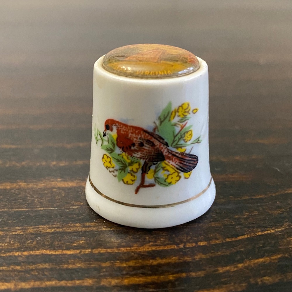 Pipestem State‎ Park West Virginia Vintage Porcelain Souvenir Thimble Bird Japan